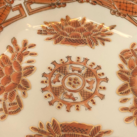 Octangonal Pedestal Bowl Orange Black Gold Made in Japan Hand Painted Andrea - Picture 5 of 10